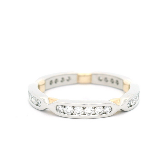 Platinum and 14k yellow eternity band with 0.37cts total weight channel-set  diamonds.