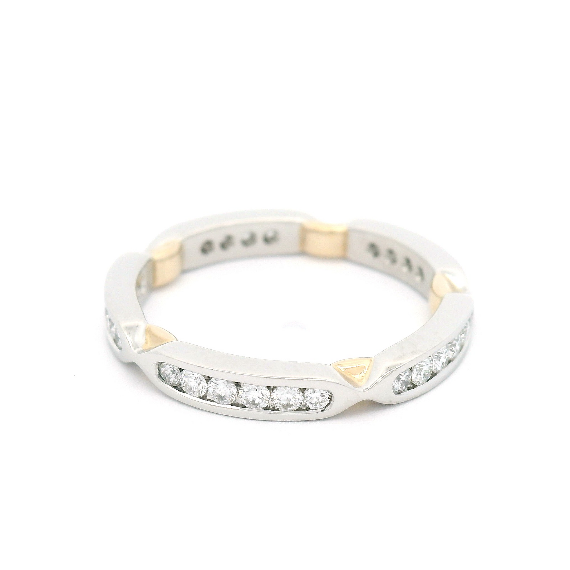 Platinum and 14k yellow eternity band with 0.37cts total weight channel-set  diamonds.