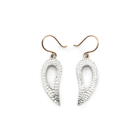 Bojagi Silver Feather Drop Earrings