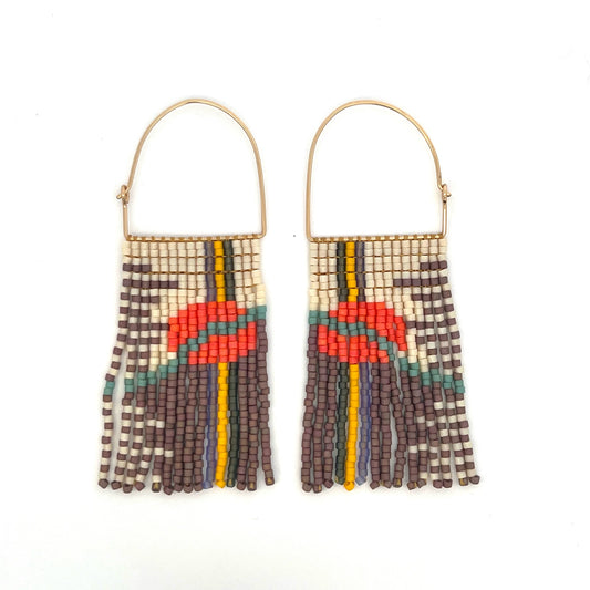 Pink and Purple Multi-Bead Earrings
