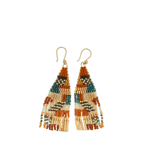 Orange & Teal Block Multi-Bead Earrings