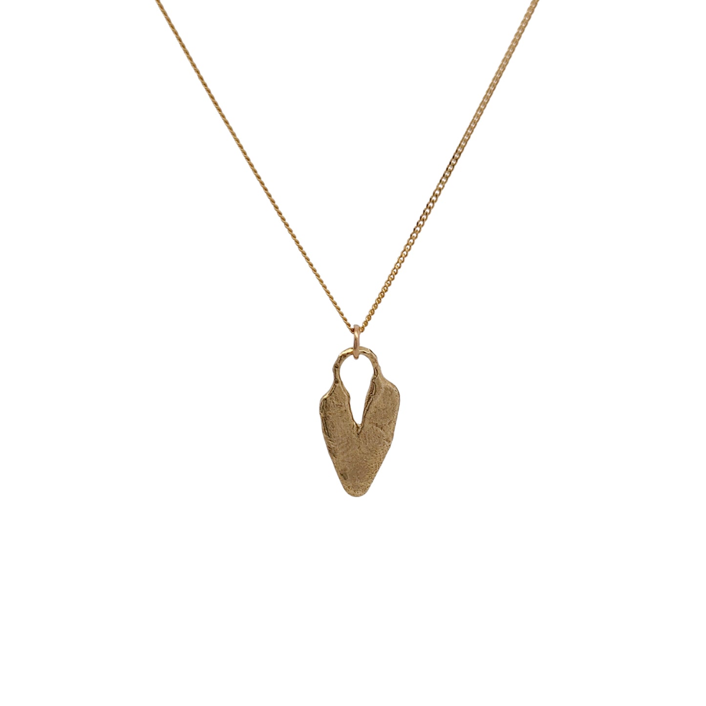 Textured Bronze Heart Pendant Necklace