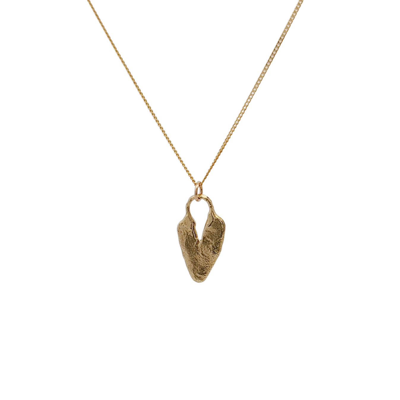 Textured Bronze Heart Pendant Necklace
