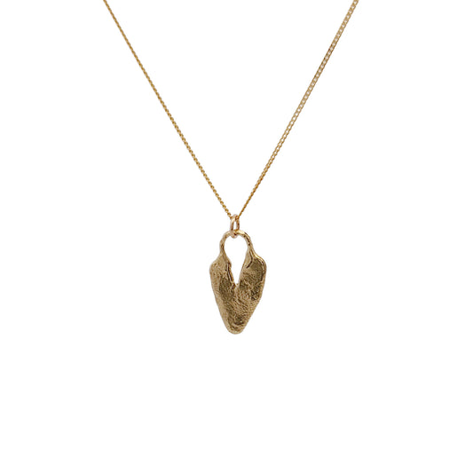 Textured Bronze Heart Pendant Necklace