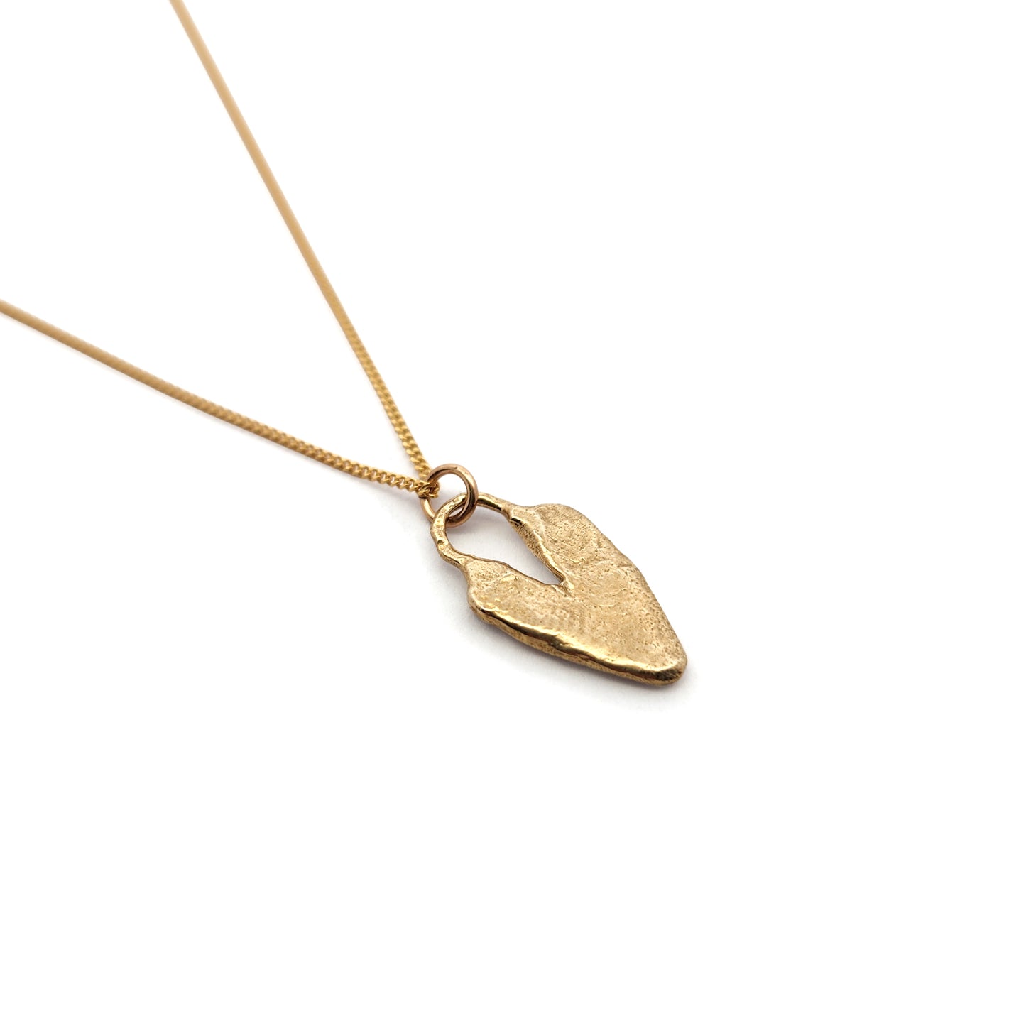 Textured Bronze Heart Pendant Necklace