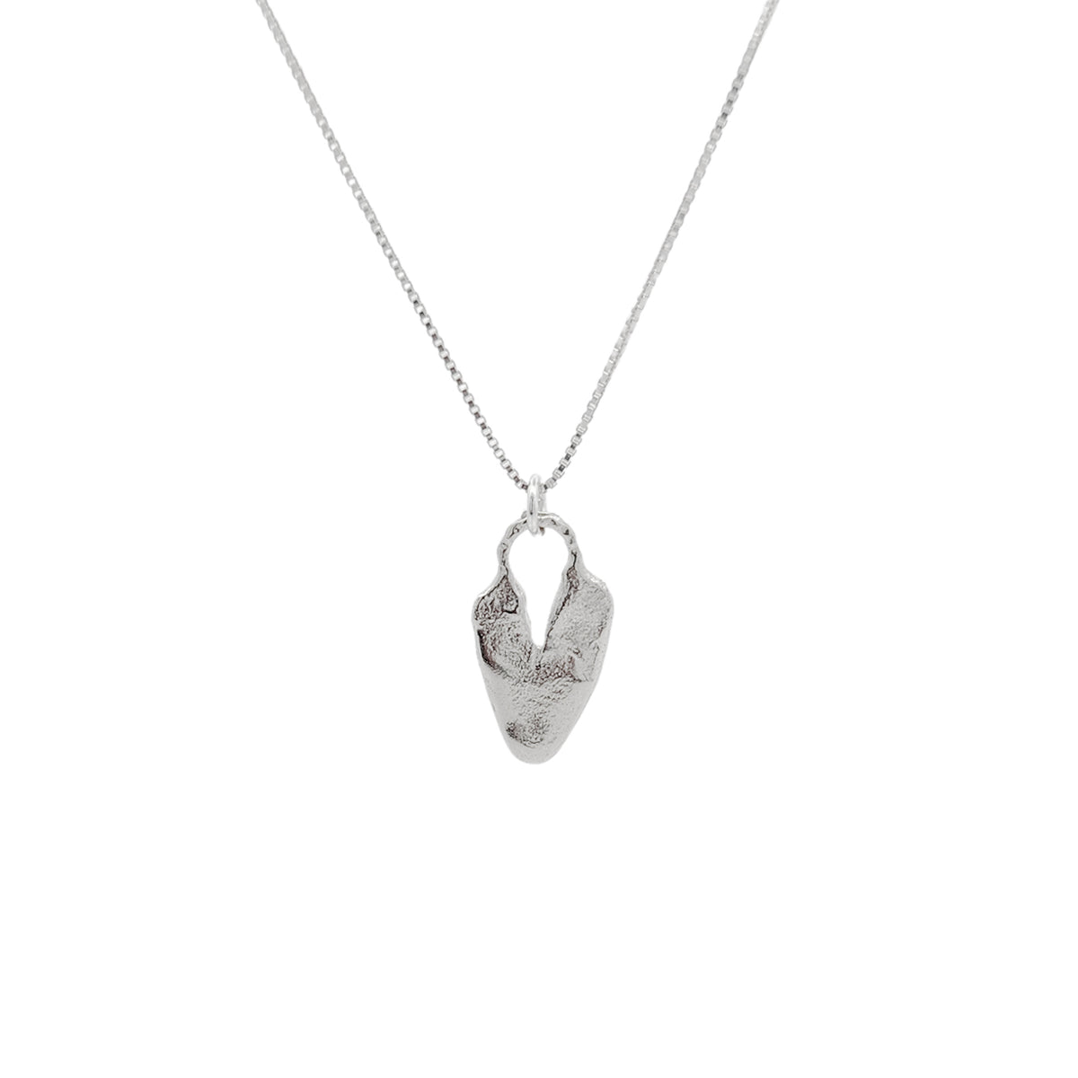 Textured Silver Heart Pendant Necklace