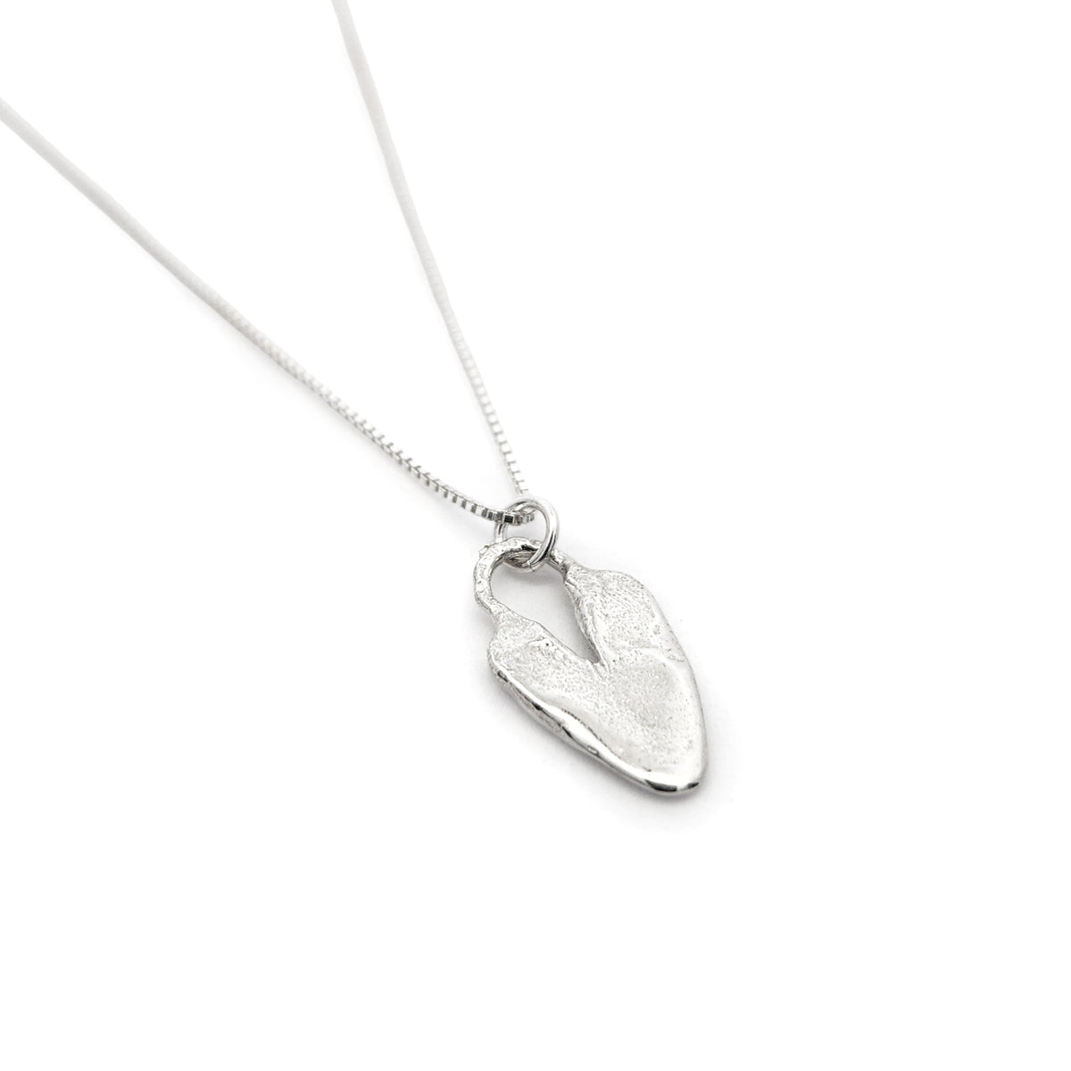 Textured Silver Heart Pendant Necklace