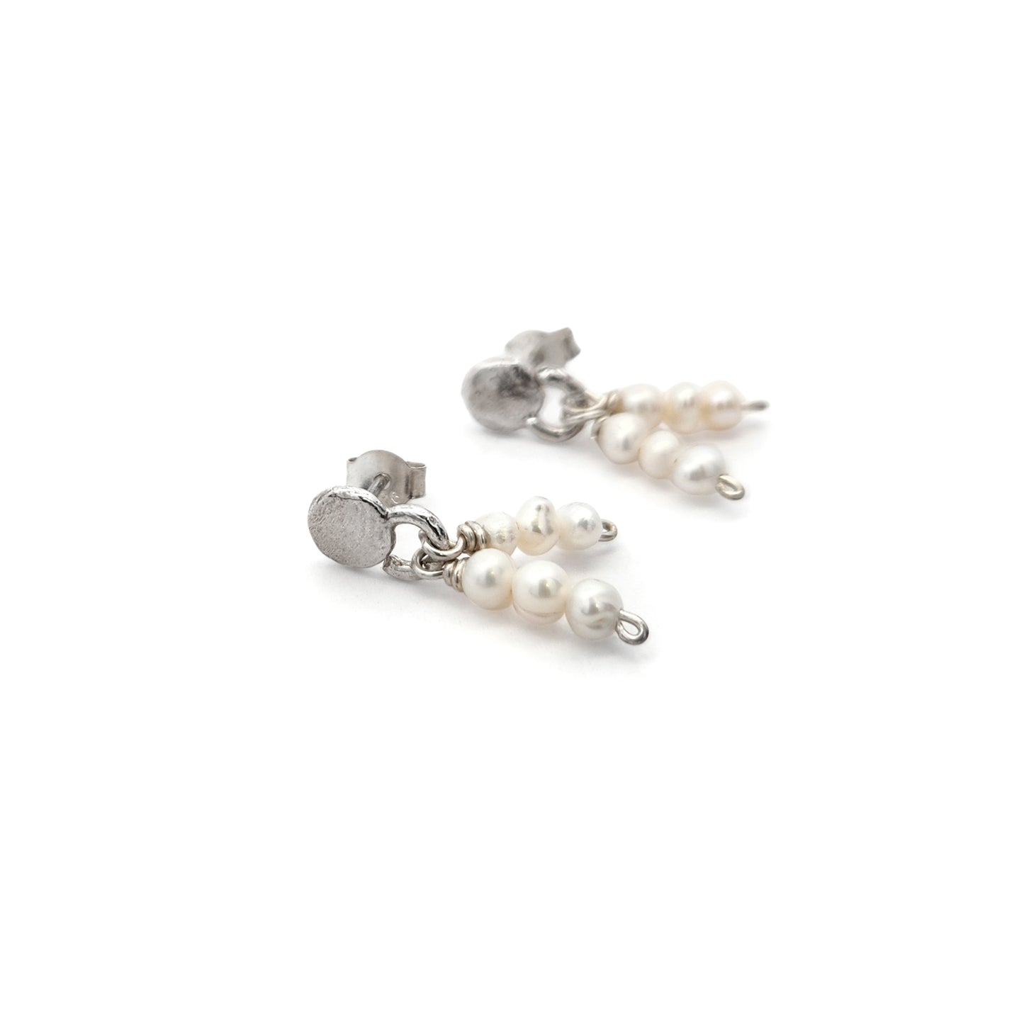 Round Organic Pearl Drop Earrings