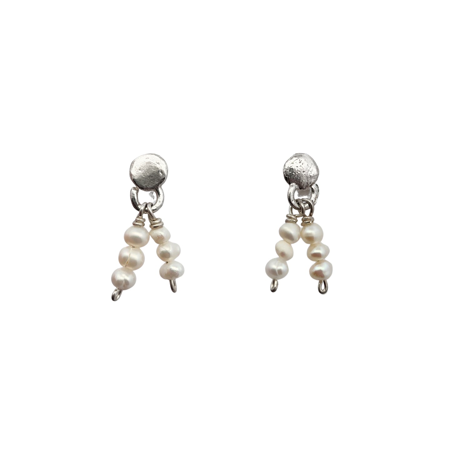 Round Organic Pearl Drop Earrings
