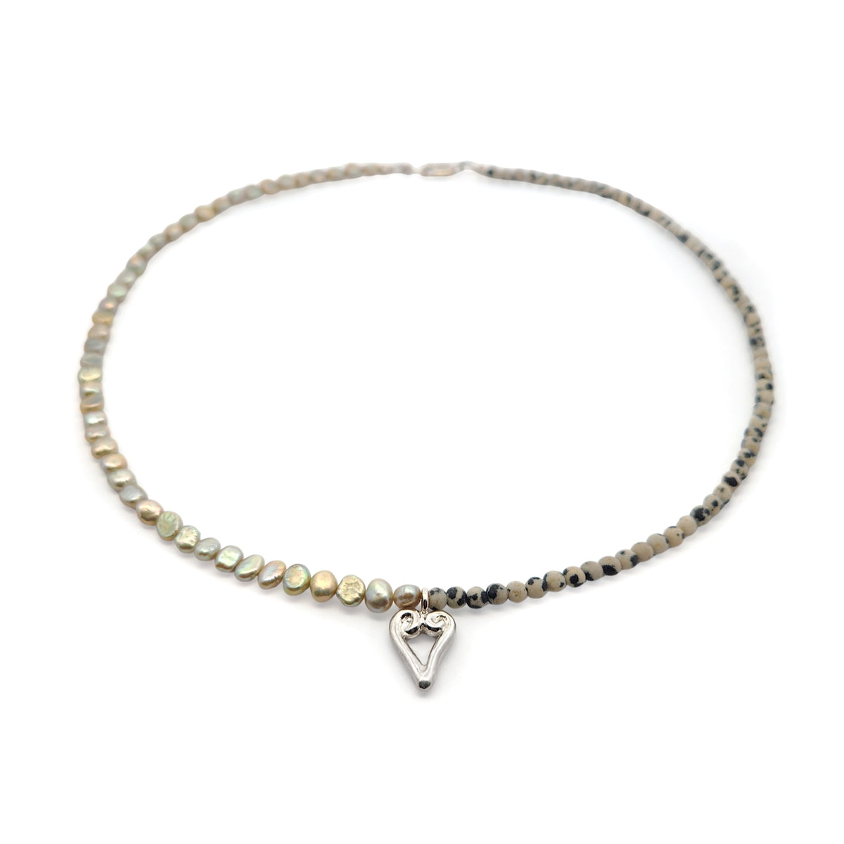 Sterling Silver Heart & Pearl Necklace