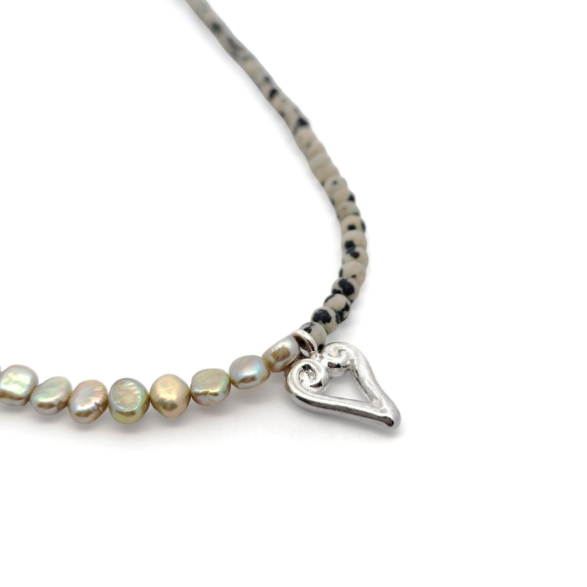 Sterling Silver Heart & Pearl Necklace