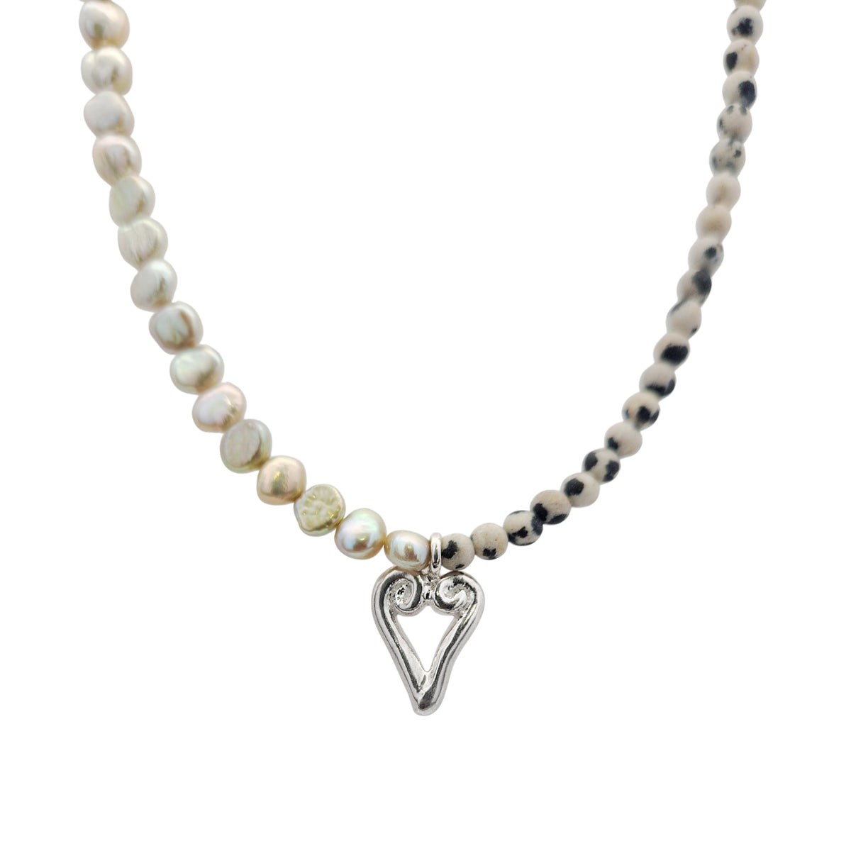 Sterling Silver Heart & Pearl Necklace