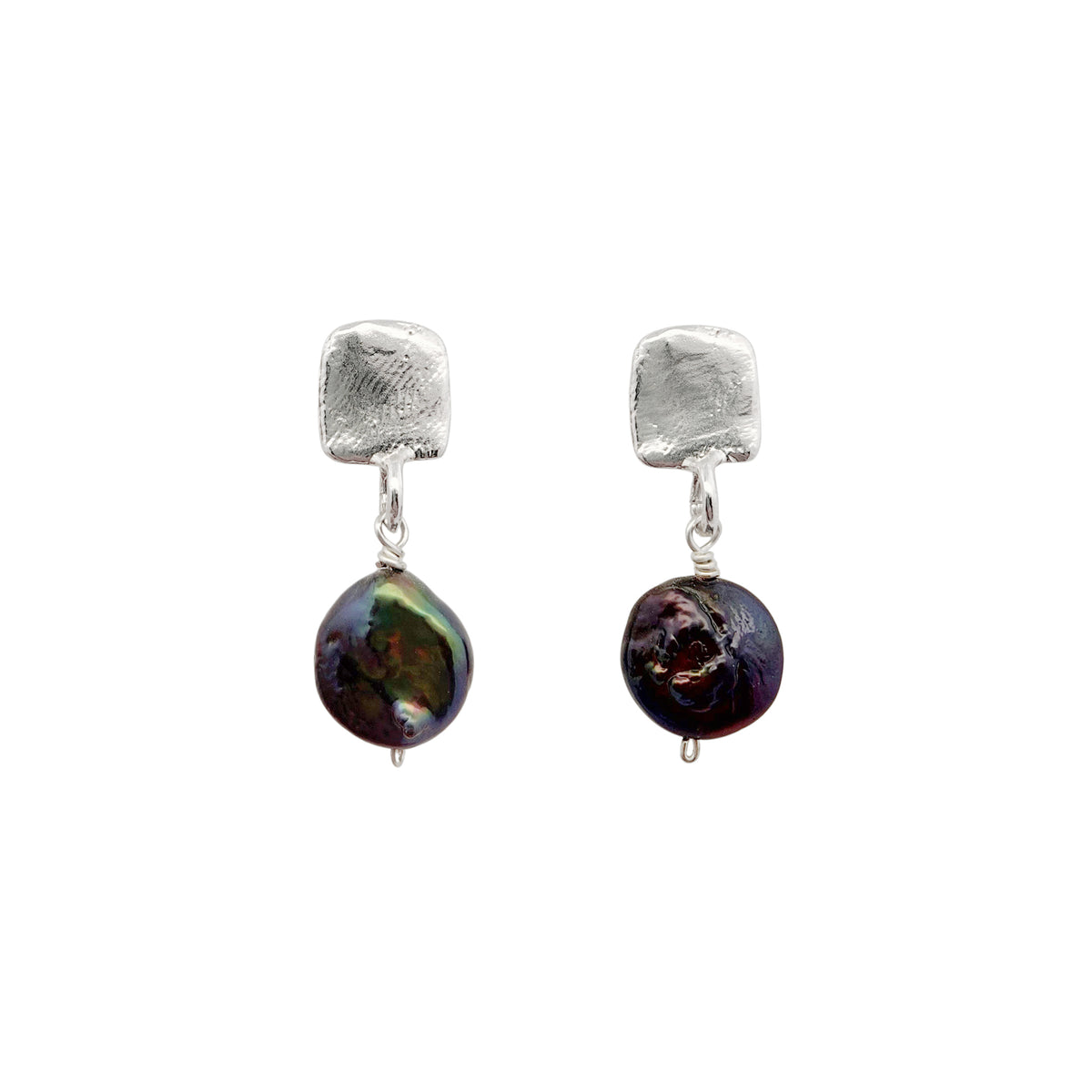 Sterling Silver Coin Pearl Drop Earrings