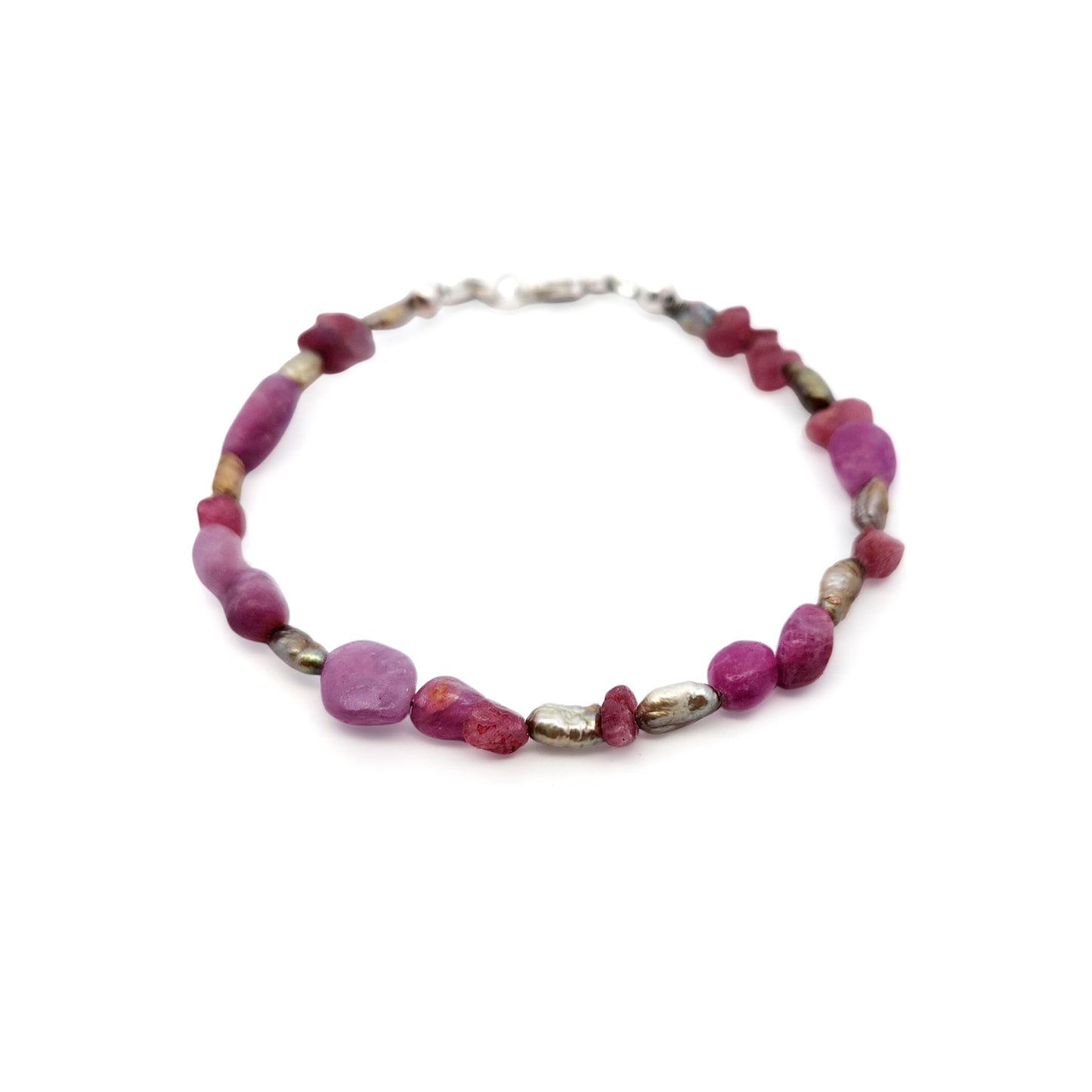 Organic Pink Tourmaline & Ruby Bracelet