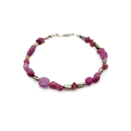 Organic Pink Tourmaline & Ruby Bracelet