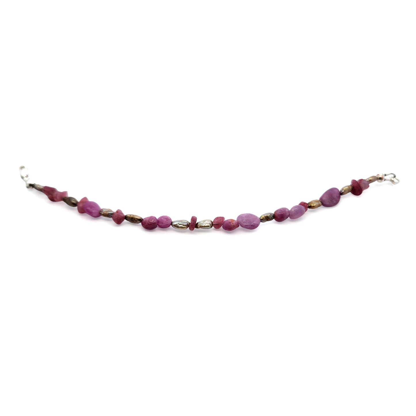Organic Pink Tourmaline & Ruby Bracelet