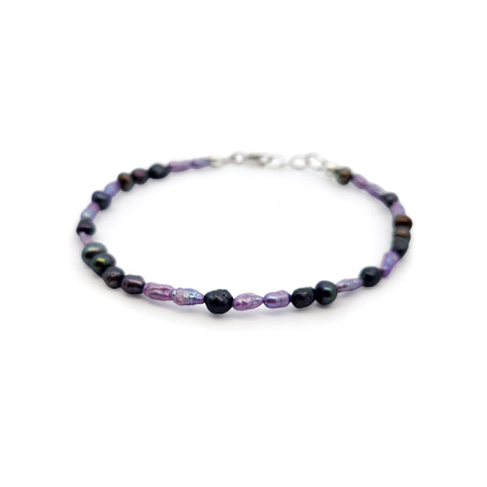 Organic Purple Pearl Bead Bracelet