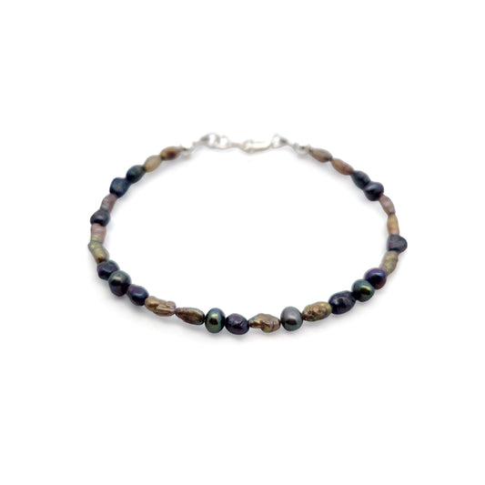 Organic Blue & Green Pearl Bead Bracelet