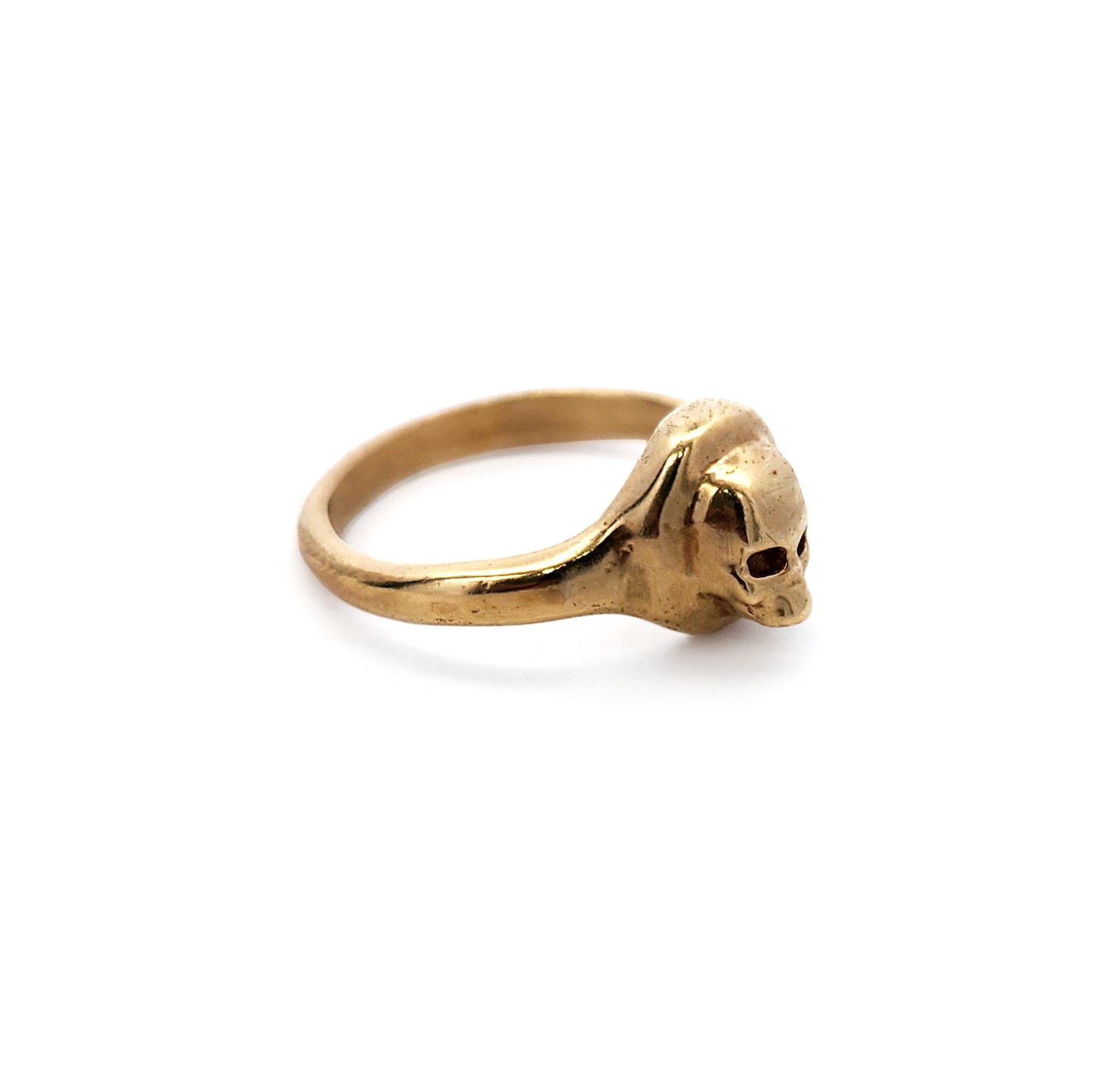 Carved Brass Skull Signet Ring