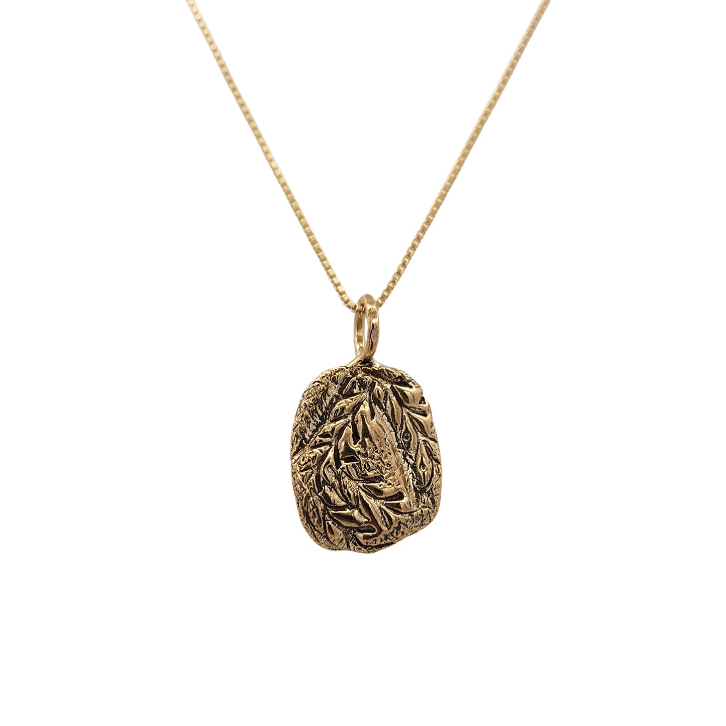 Organic Brass Wheat Texture Pendant