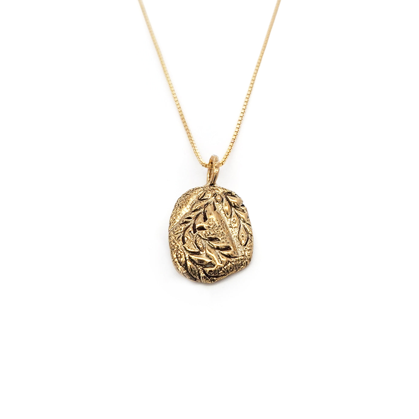 Organic Brass Wheat Texture Pendant