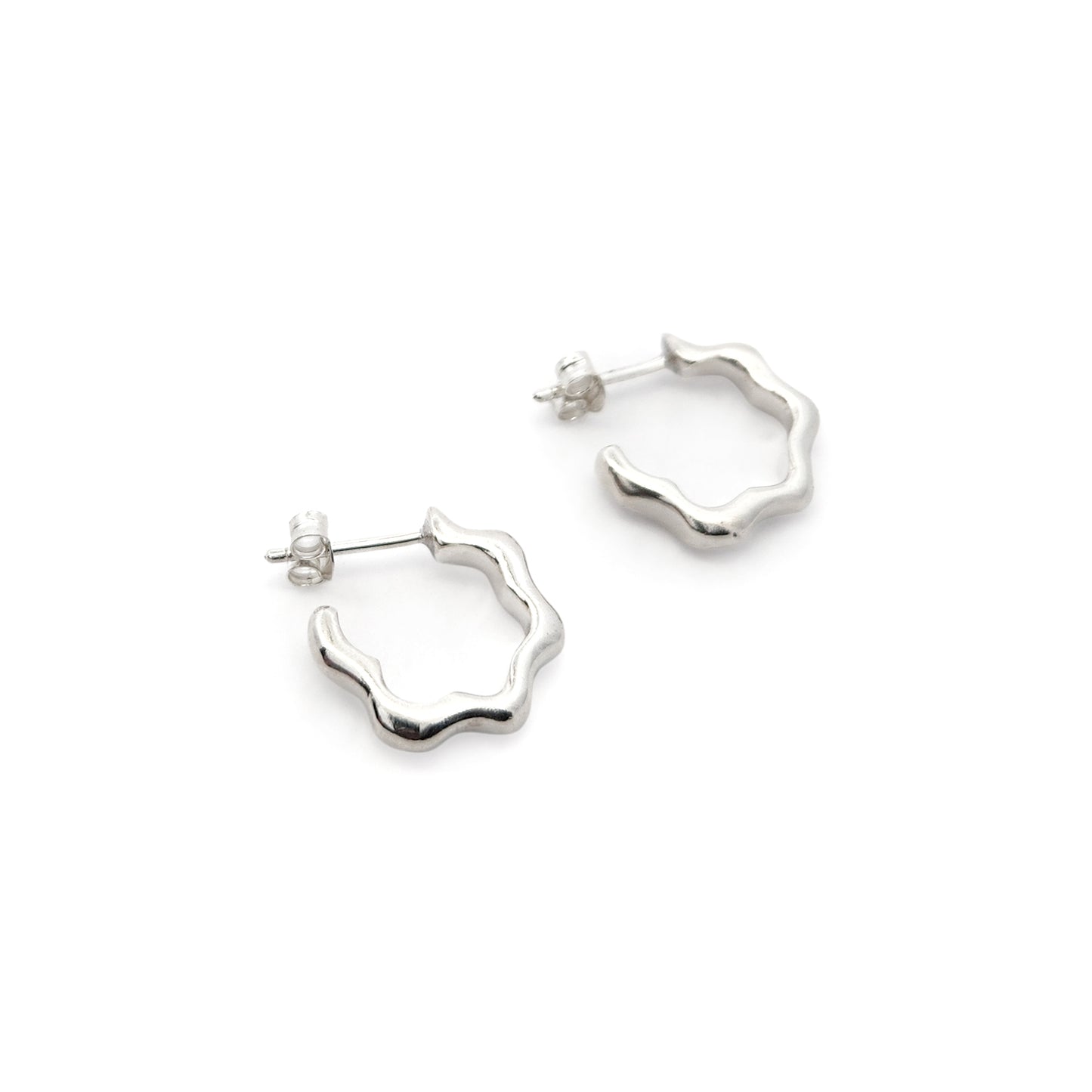Silver Wavy Hoops
