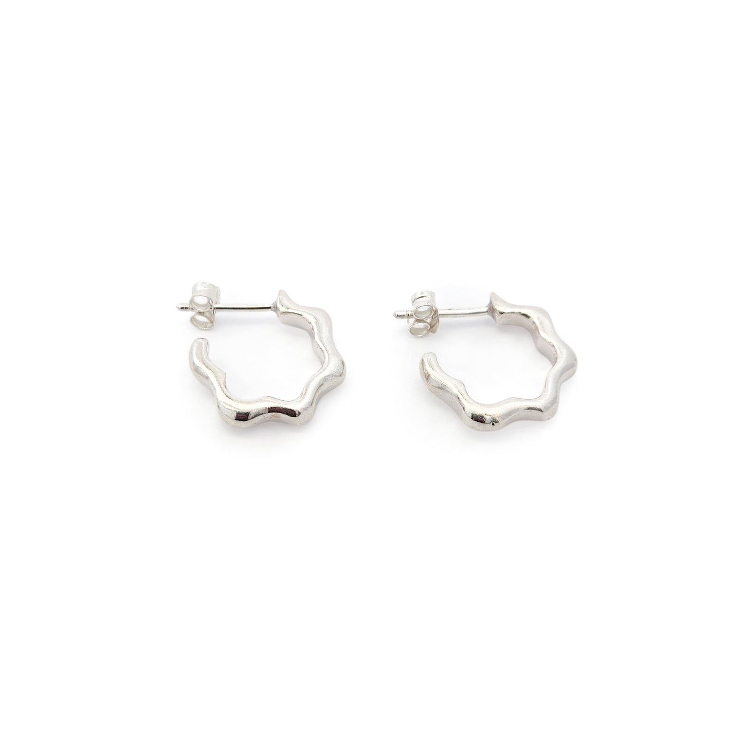 Silver Wavy Hoops