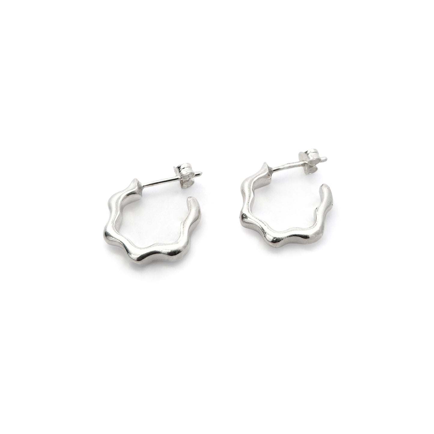 Silver Wavy Hoops