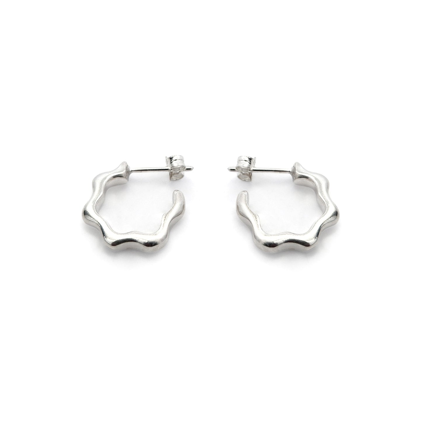 Silver Wavy Hoops