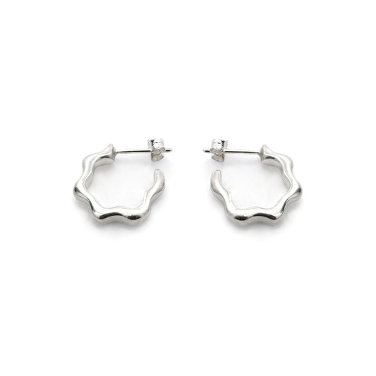 Silver Wavy Hoops