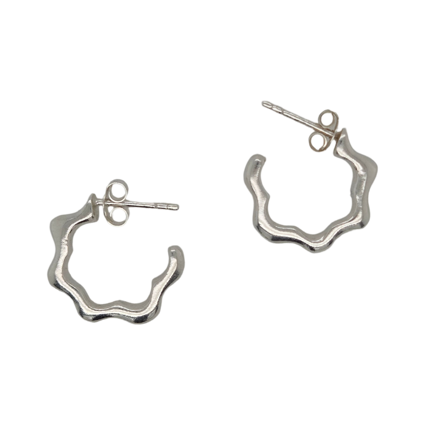 Silver Mini Wavy Hoops