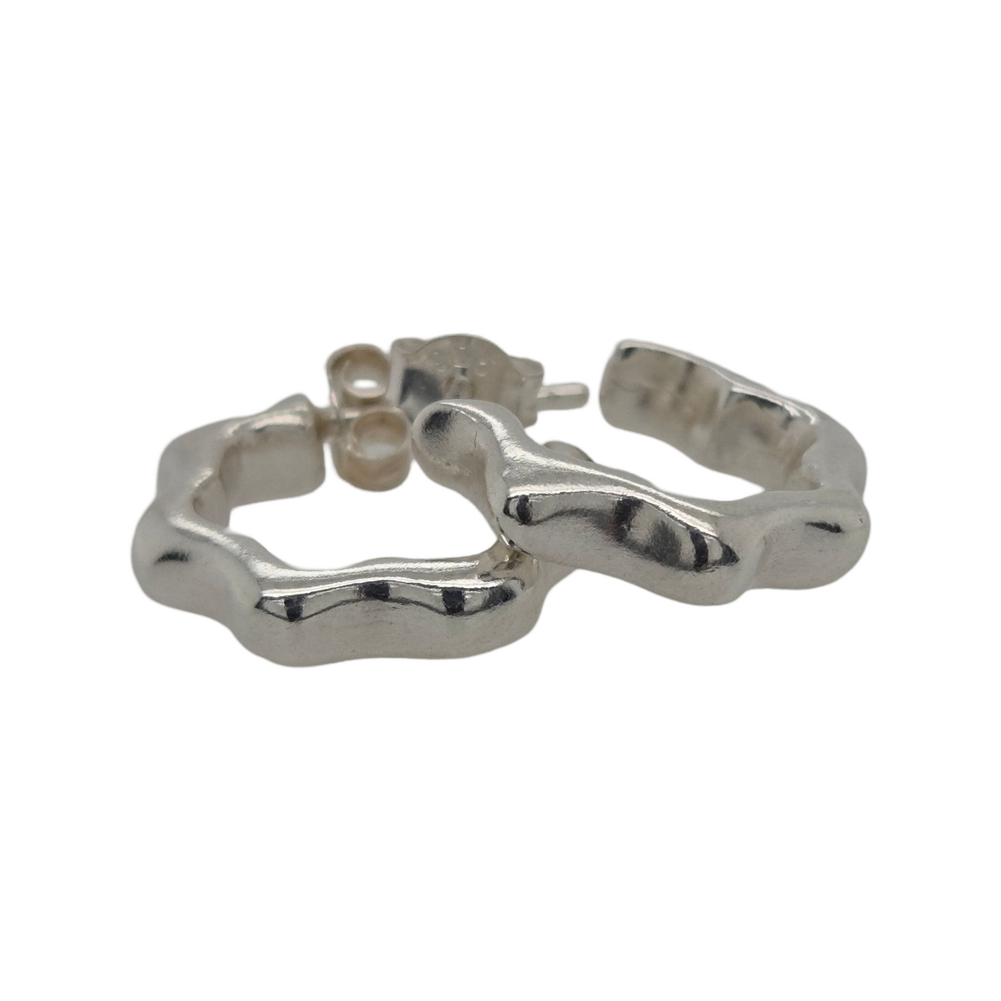 Silver Mini Wavy Hoops