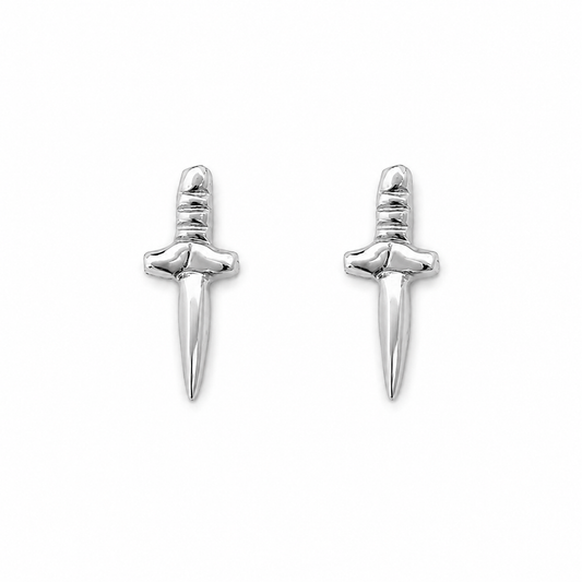 Tiny Silver Dagger Studs