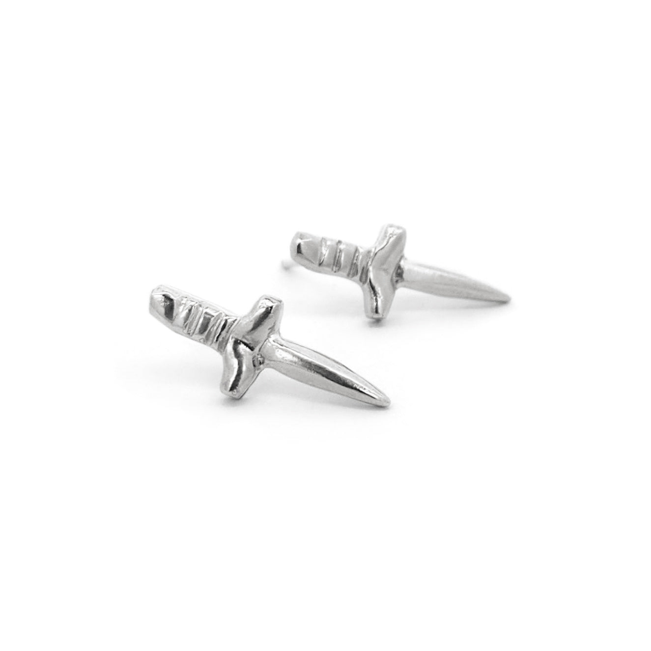 Tiny Silver Dagger Studs