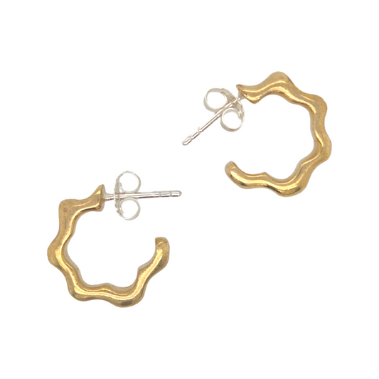 Brass Mini Wavy Hoops