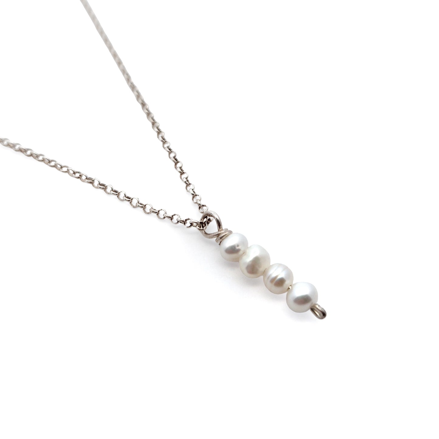Sterling Silver Stacked Pearl Pendant Necklace