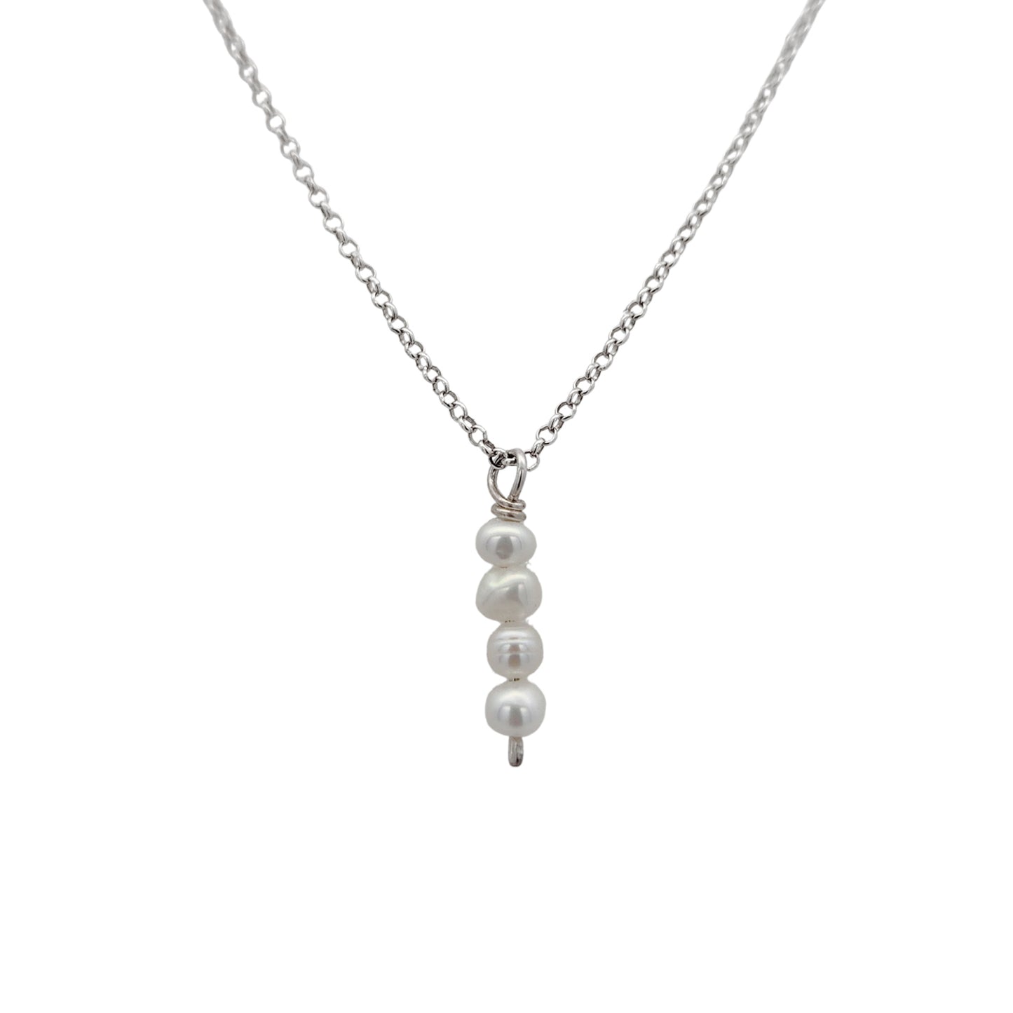 Sterling Silver Stacked Pearl Pendant Necklace