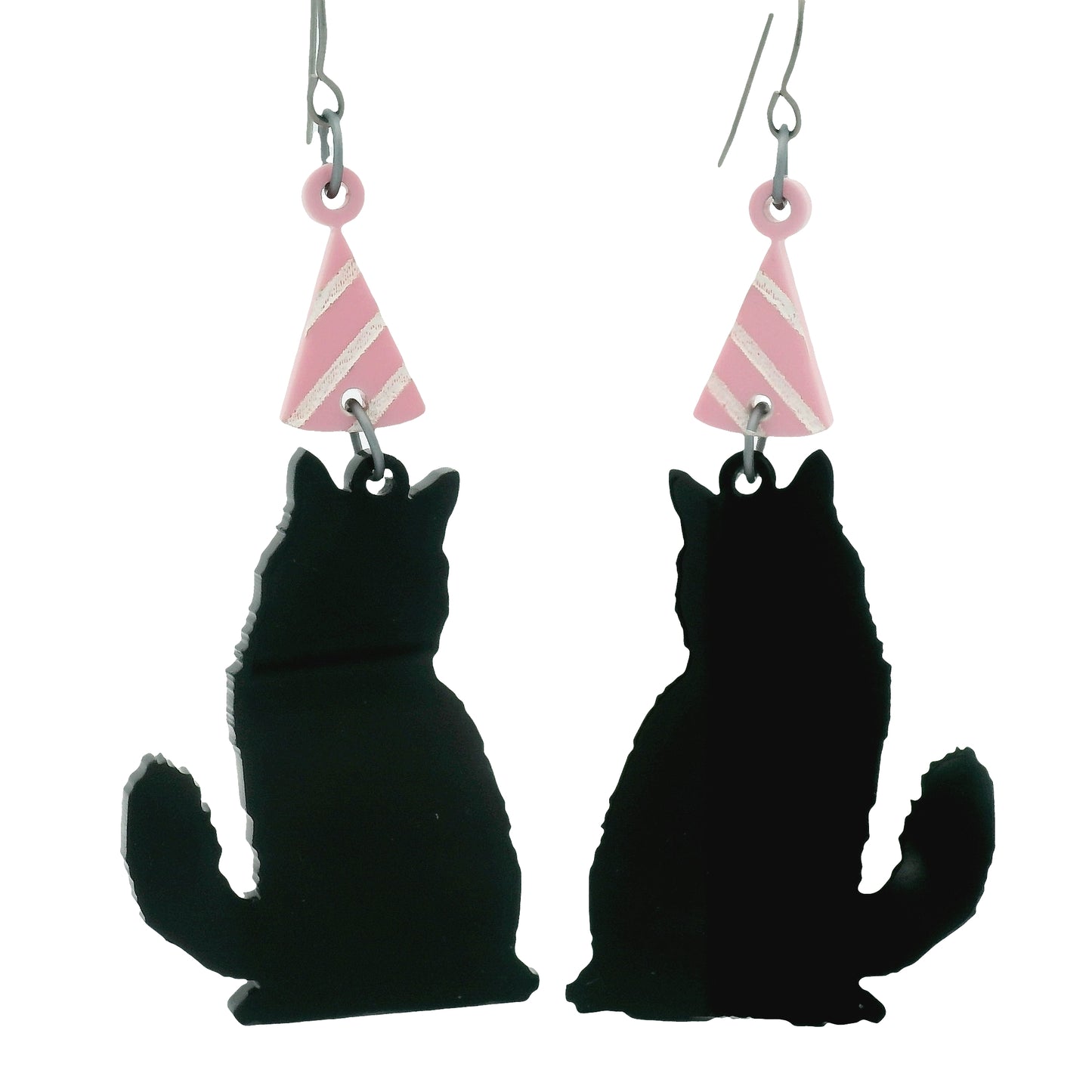 Black Cat Birthday Hat Earrings