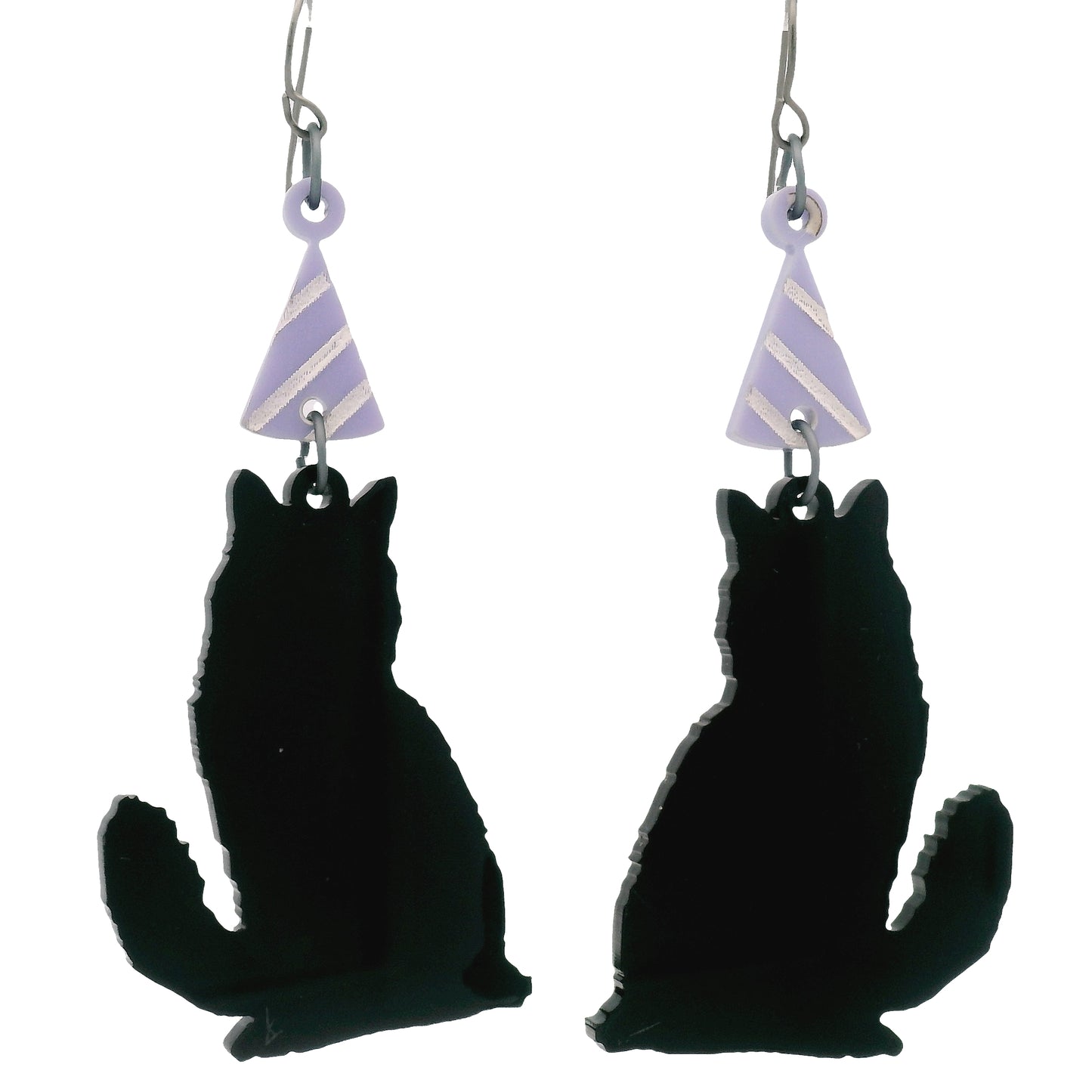 Black Cat Birthday Hat Earrings