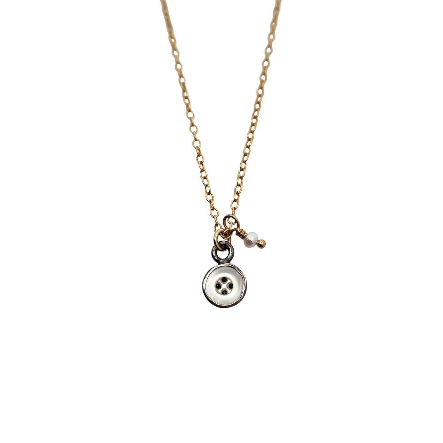 Dainty Pearl Button Pendant Necklace