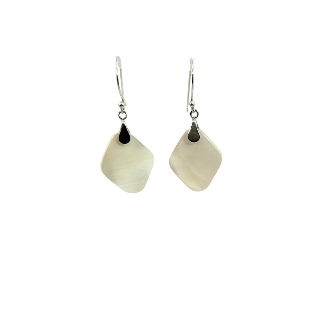 White Mother of Pearl Sequin Drop Earrings