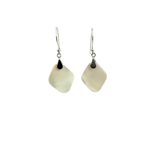 White Mother of Pearl Sequin Drop Earrings