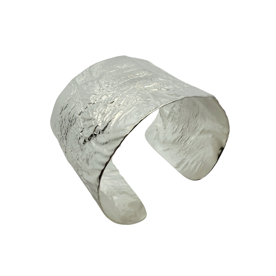 Sterling Silver Wide Textured Cuff