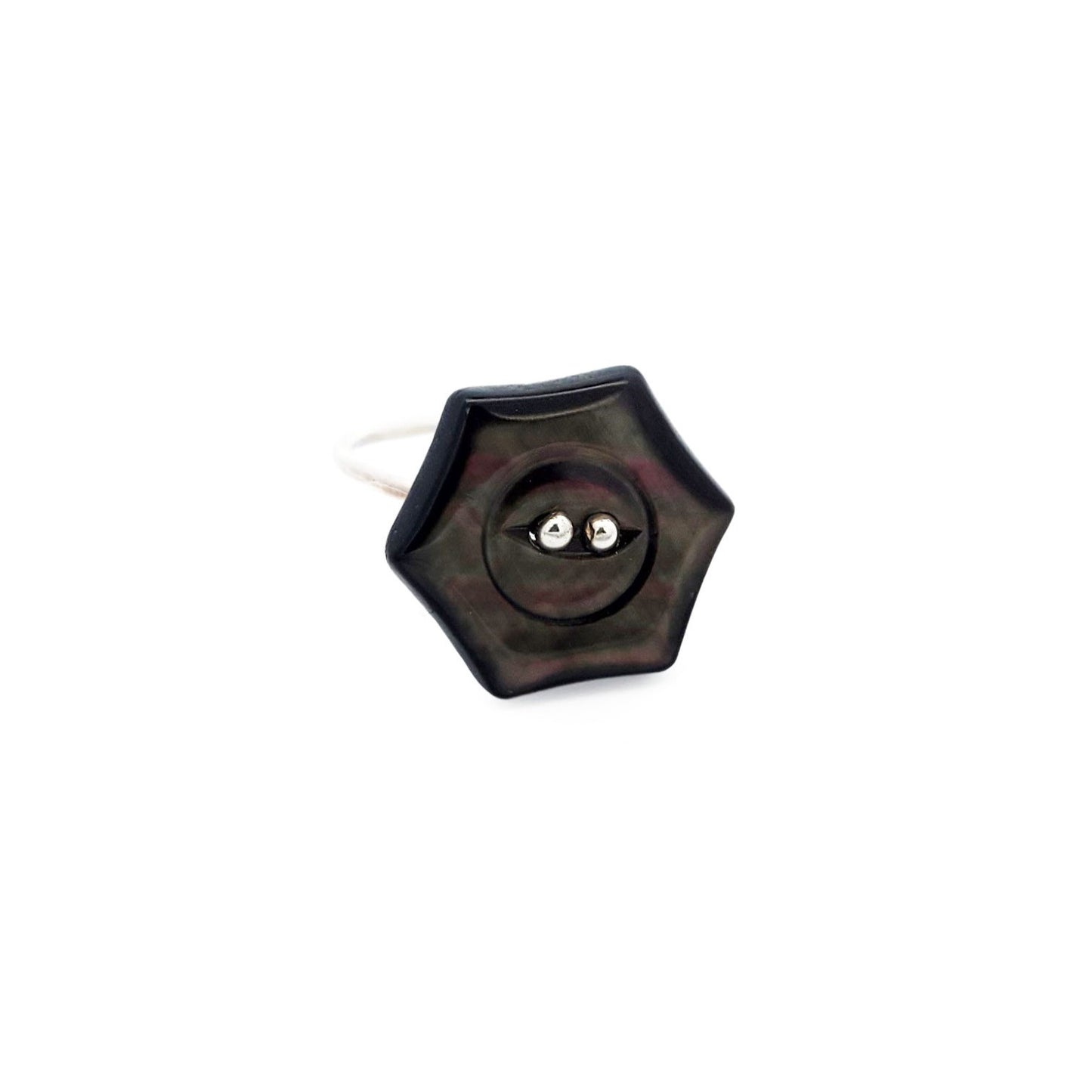 Mother of Pearl Hexagon Button Ring