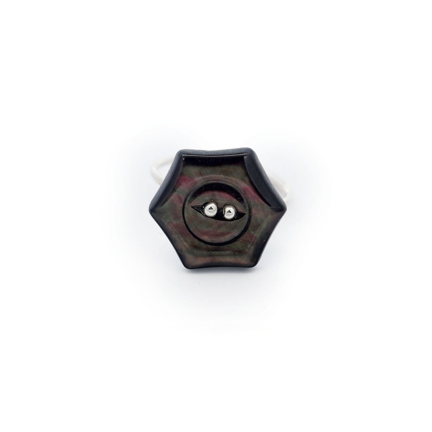 Mother of Pearl Hexagon Button Ring