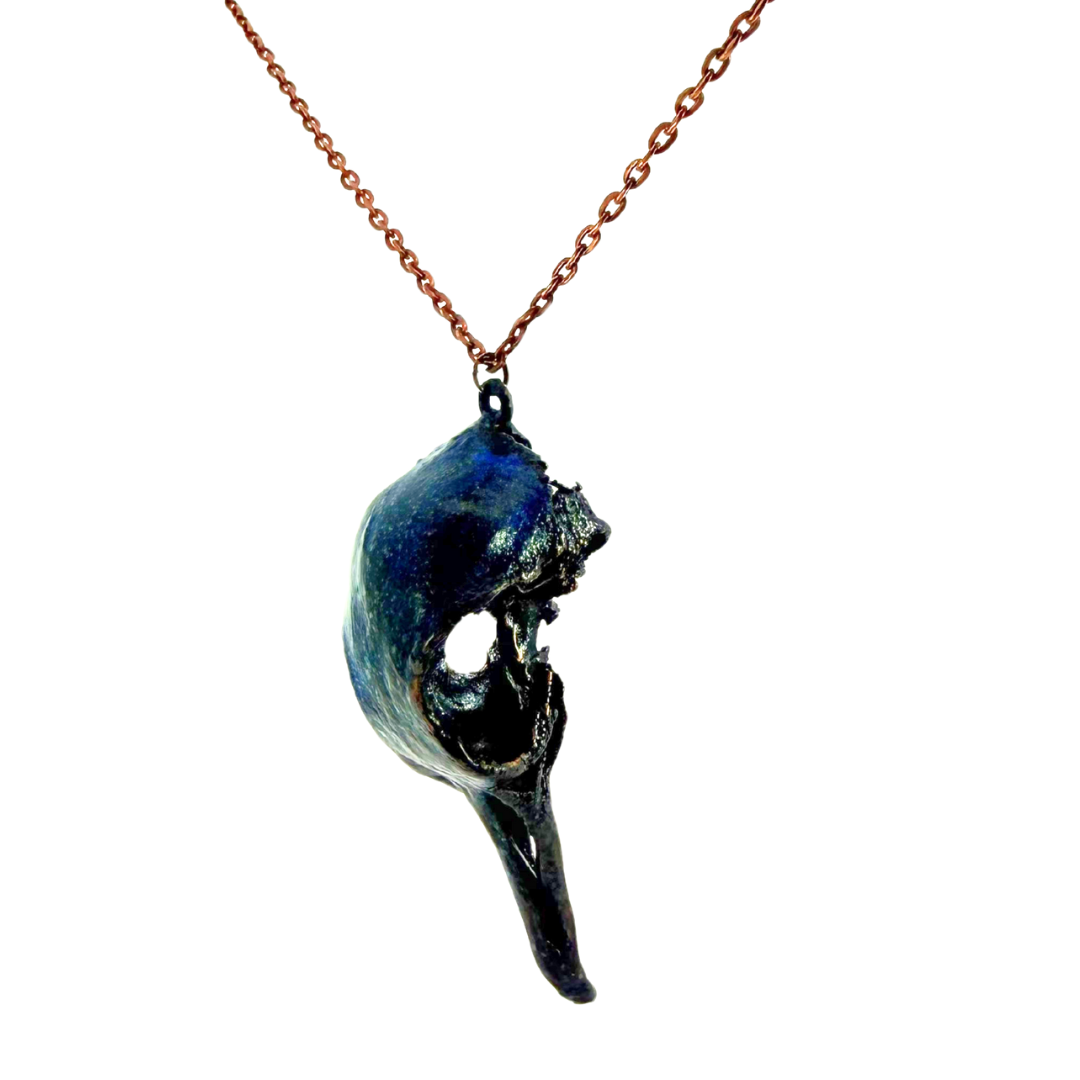 Wood Dove Skull Necklace