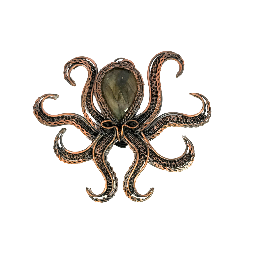 Wire Wrap Labradorite Octopus Pendant
