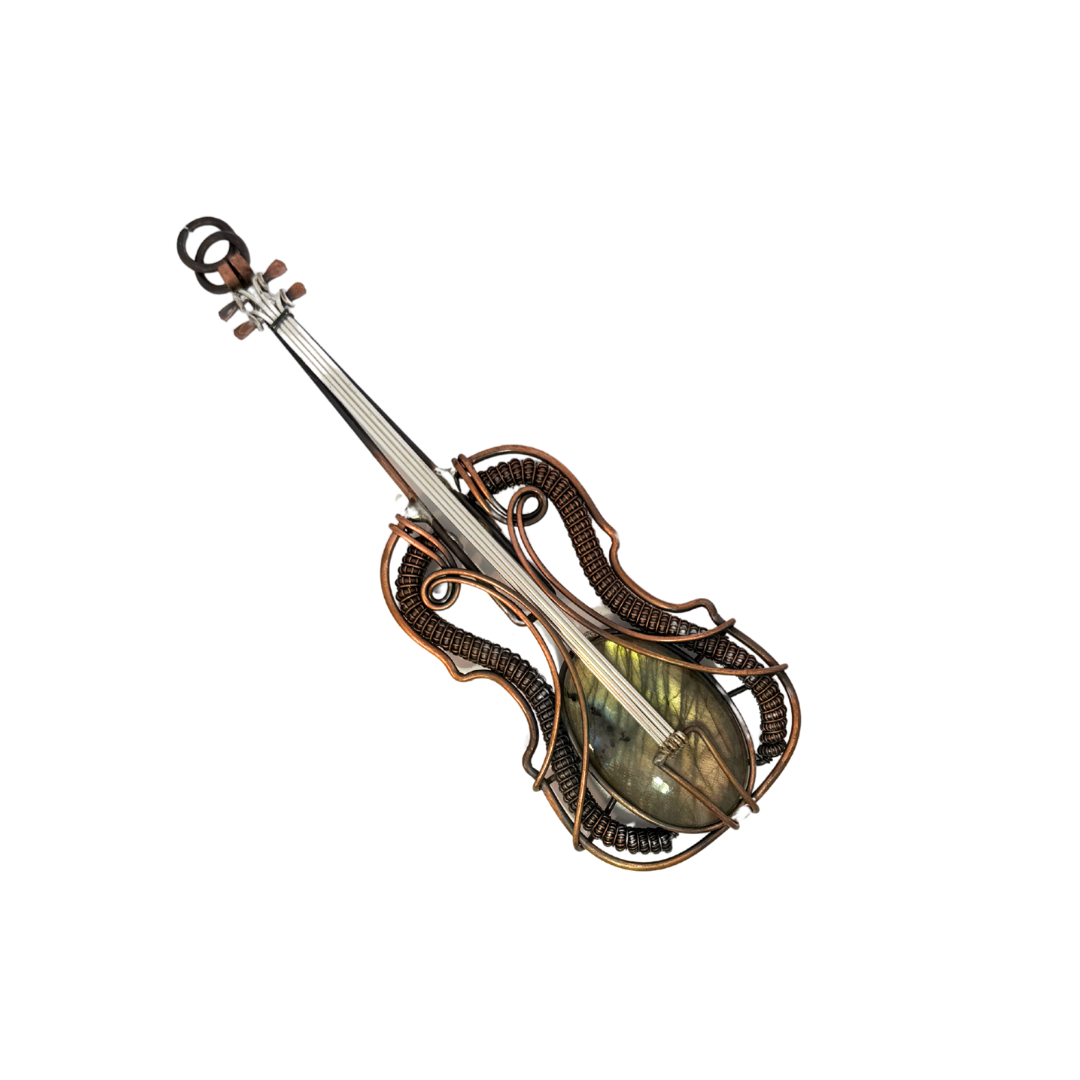 Wire Wrap Violin with Labradorite Pendant