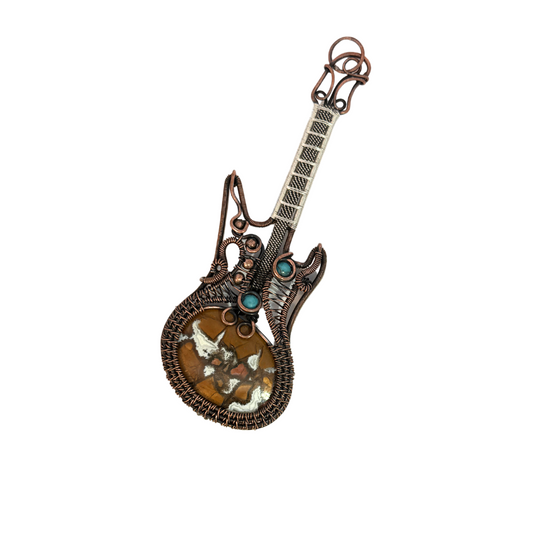 Wire Wrap Agate Guitar Pendant