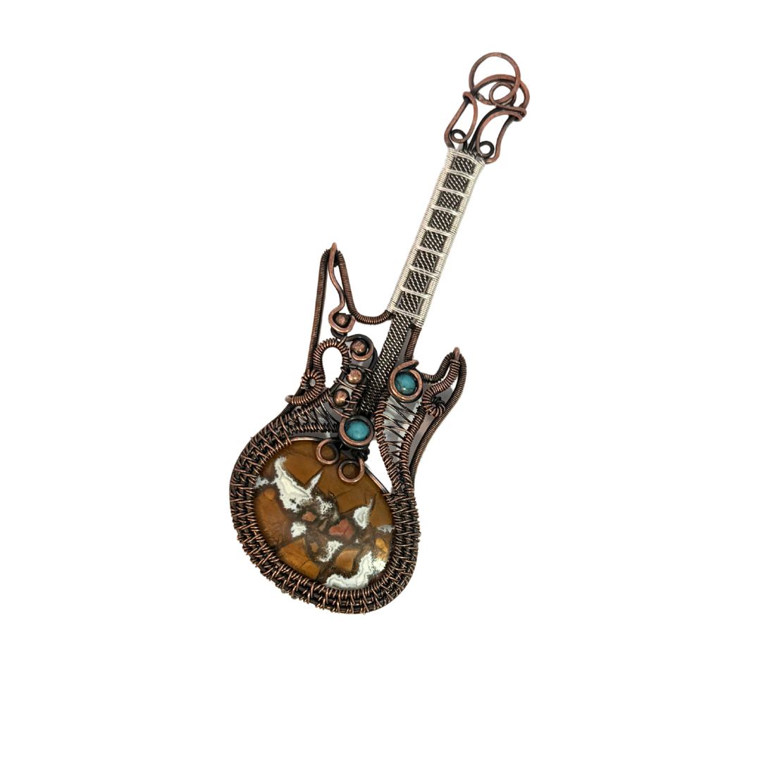 Wire Wrap Agate Guitar Pendant